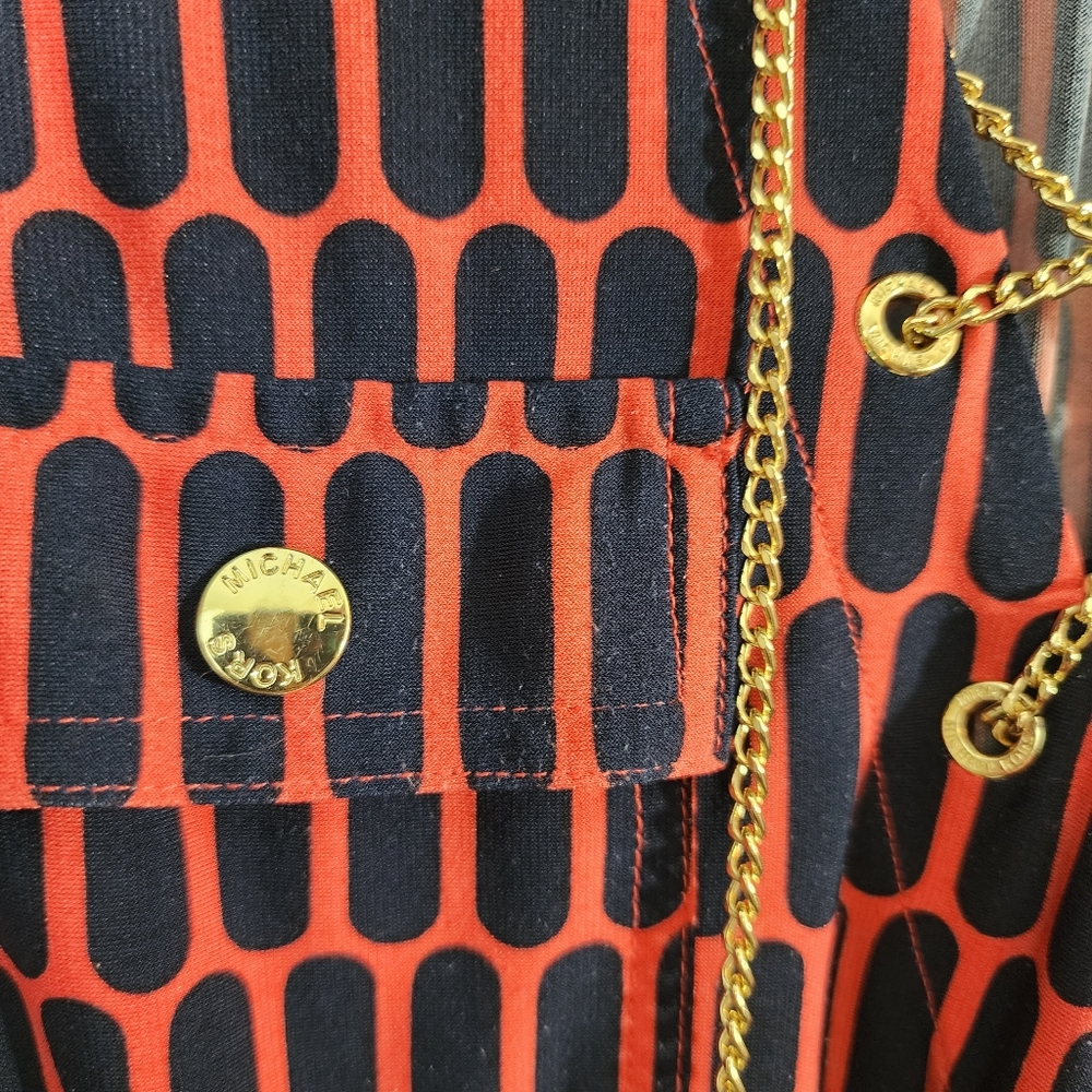 Michael Kors Coral Rose Dress w/Gold Chain accent - Picture 6 of 7